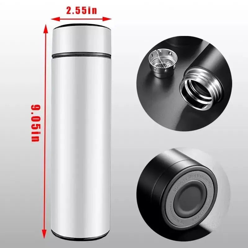 Stainless Steel Thermal Bottle With Digital Thermometer 500ml Led